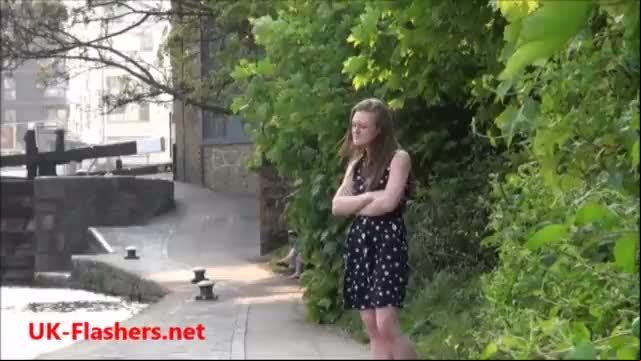 Sexy teen flasher lauras amateur public nudity and voyeur exposure of small tits